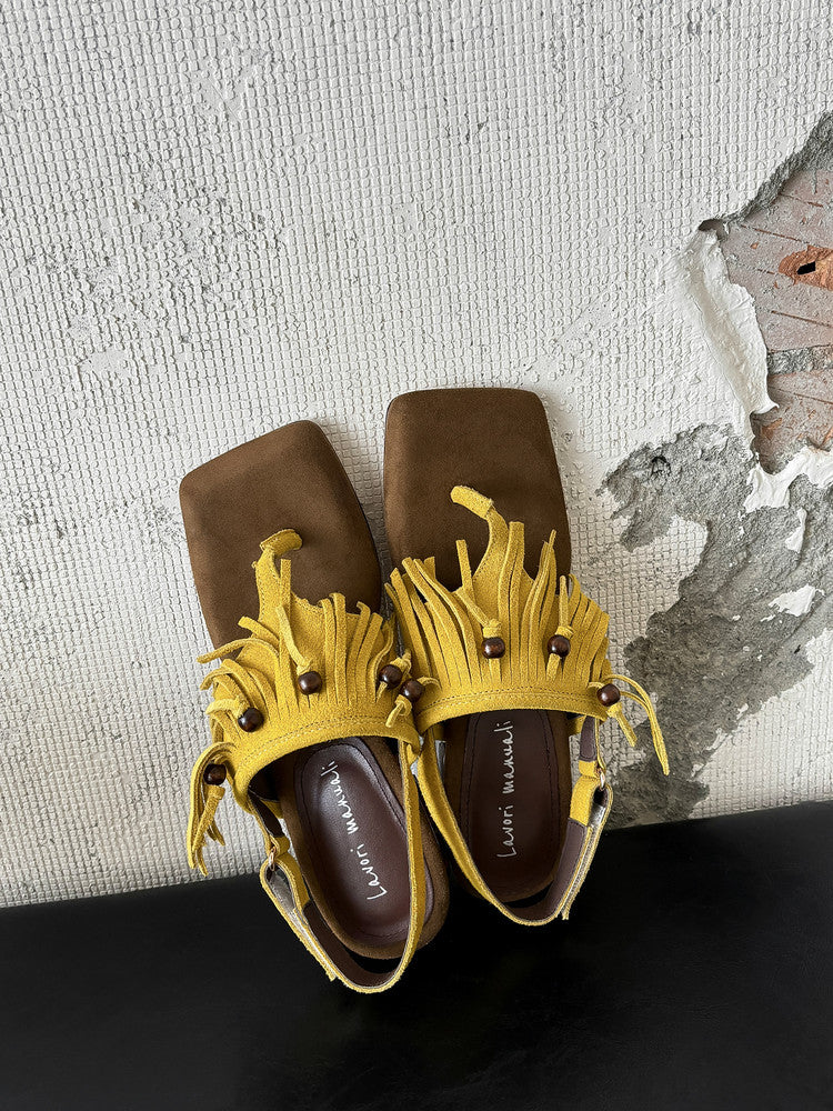 Karin Luna  Tassel Series~Spot Goods  In-stock Clip-toe Square Toe Sandals