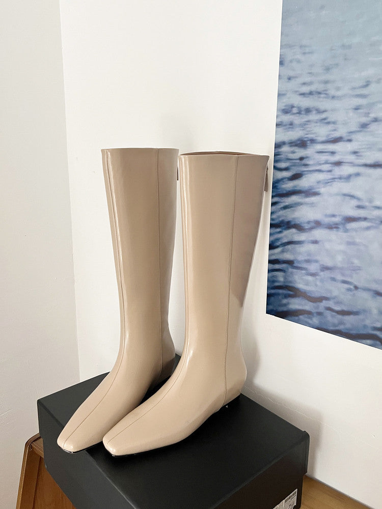 Karin Luna Minimalist Style Square-Toe Hidden Heel Long Boots