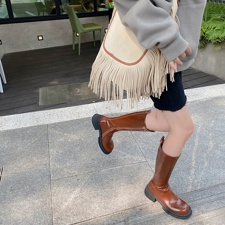 Karin Luna In Stock Spot Goods  Always in stock  Classic Basic Style Round Toe Thick Sole Knight Boots