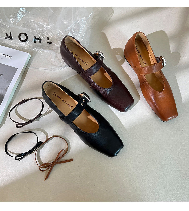 Karin Luna In Stock Spot Goods  Square Toe Internal Height Increase Detachable Bowknot
