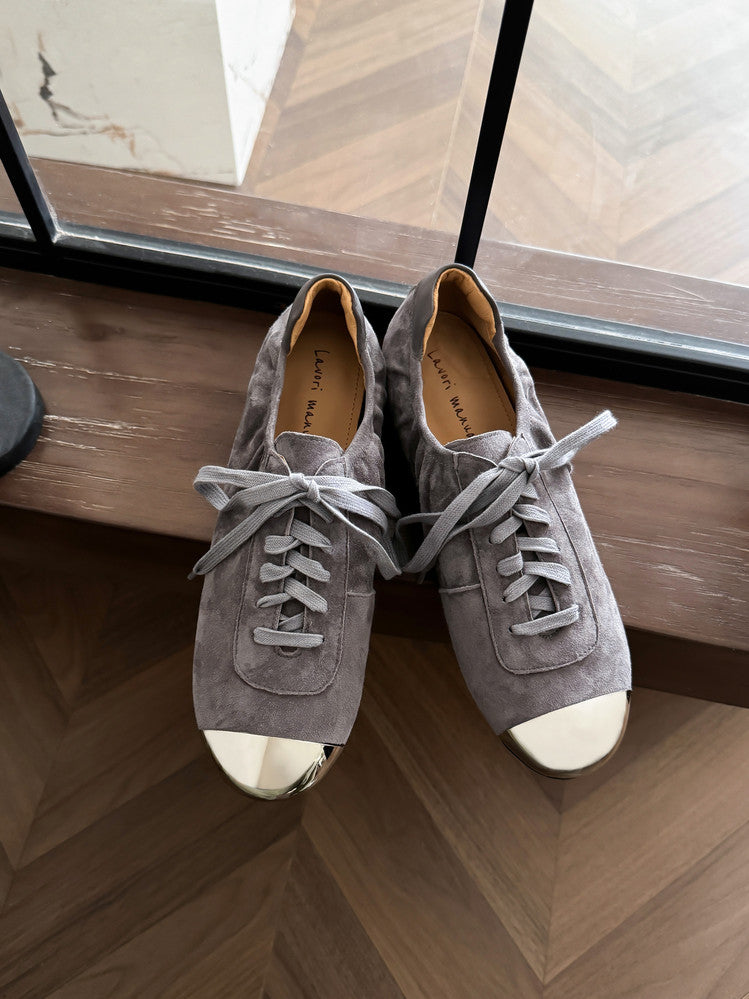 Karin Luna In Stock In Stock  High-end Metal Toe Lace-up Flats