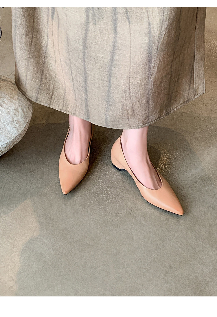 Karin Luna Full Layer Inside and Out~Basic Versatile Retro French Pointed Toe Irregular Heel Single Shoes
