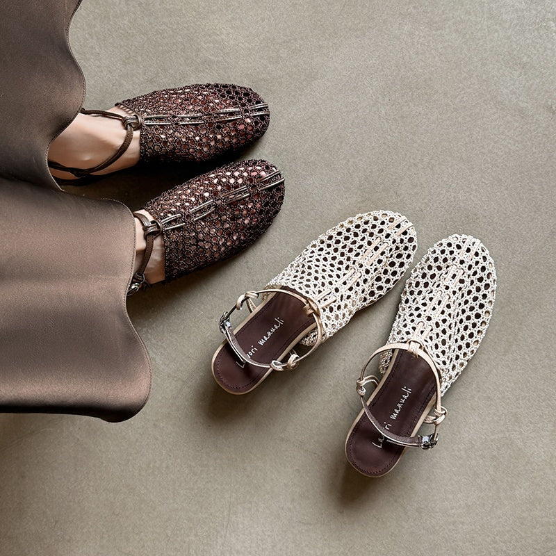 Karin Luna In Stock Spot Goods  Resort Style Series~Casual woven closed-toe flat sandals