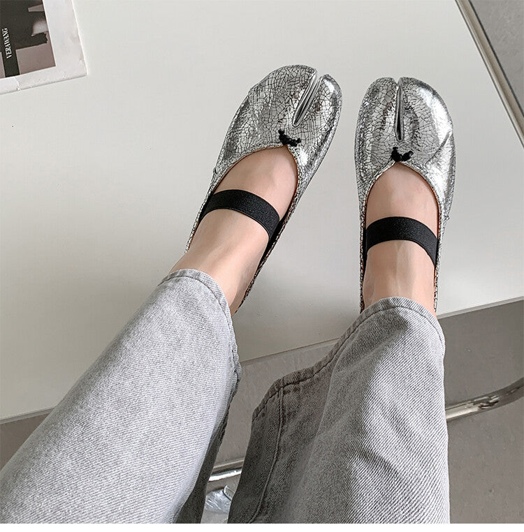 Karin Luna Classic Split-Toe Shoes  Explosive Pattern One-Strap Mary Jane Height-Increasing Full Leather Closed-Toe Slippers