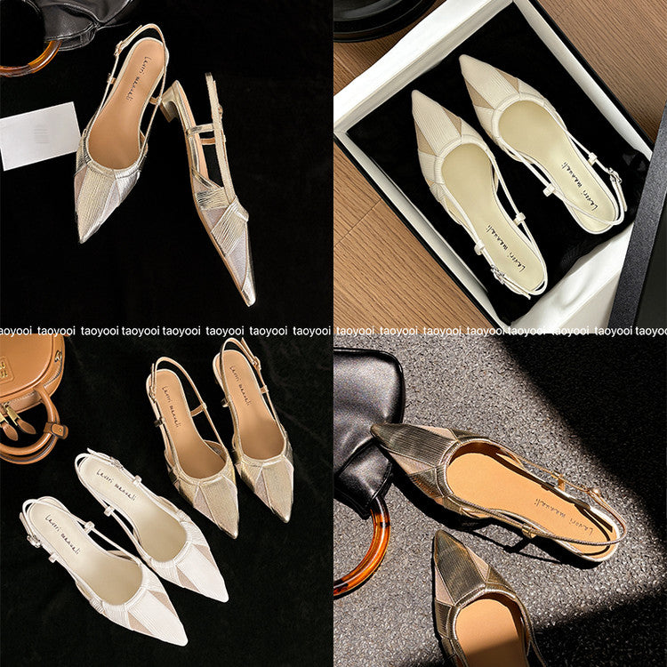 Karin Luna In Stock Spot Goods  Mesh Patchwork Pointed Toe Elegant Closed-Toe Sandals