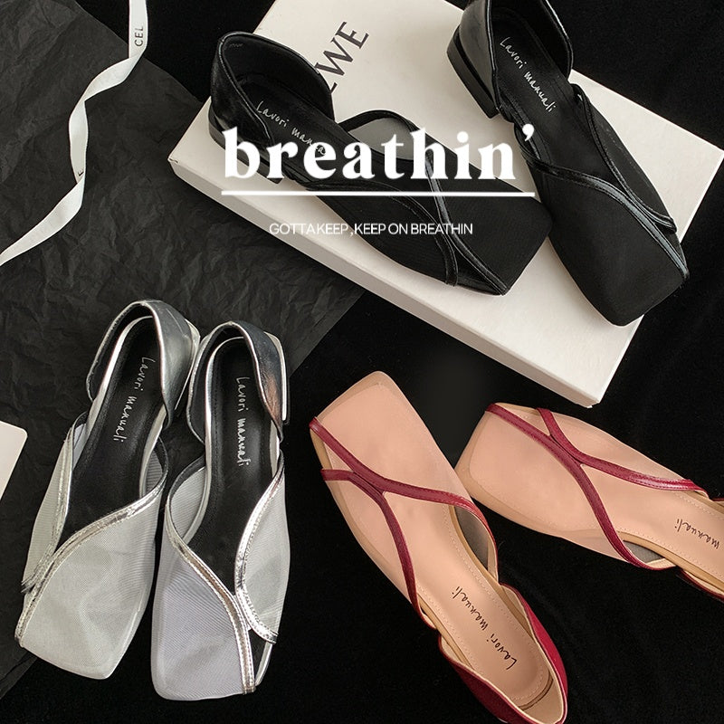 Karin Luna In Stock Spot Goods  Square Toe Mesh Sandals