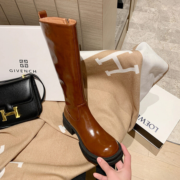 Karin Luna In Stock Spot Goods  Always in stock  Classic Basic Style Round Toe Thick Sole Knight Boots