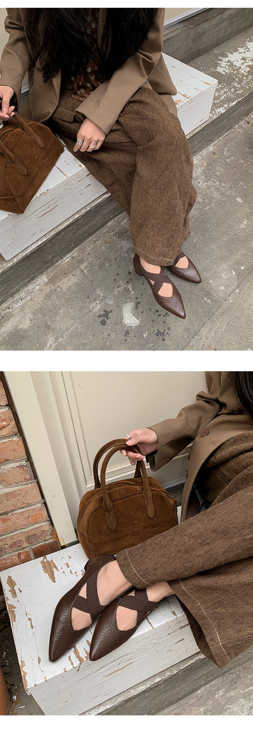 Karin Luna In Stock  Spot Goods  a Large Number of Spot Goods Pointed Toe Cross Strap Hidden Wedge Shoes