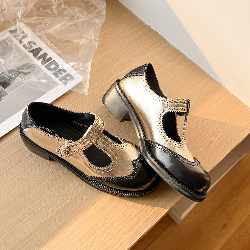 Karin Luna In Stock Spot Goods  Color Matching t Round Toe British Style Single Shoes