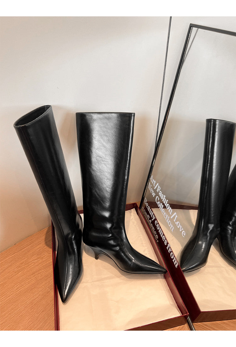 Karin Luna In Stock In Stock    Stunning Elegant Style Kitten Heel Straight Long Boots