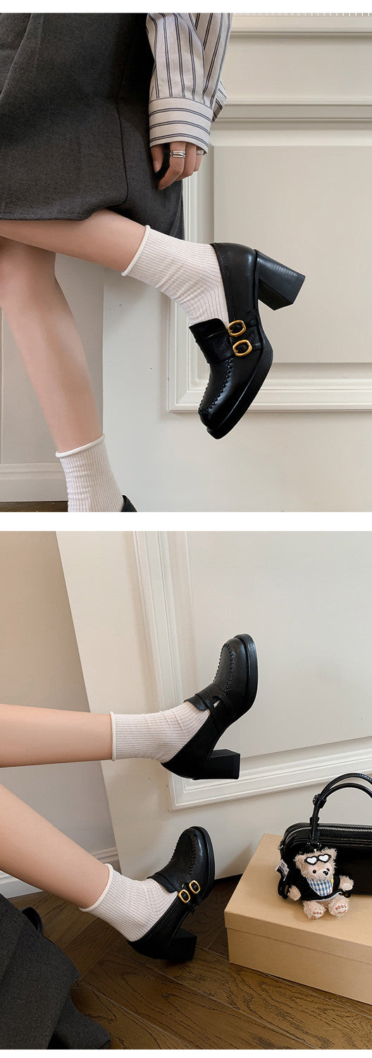 Karin Luna Bestseller Hot-Selling Derivative Edition Self-contained Strap Buckle Casual Loafers