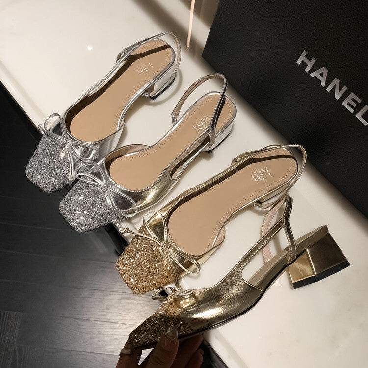 Karin Luna In Stock Spot Goods  Square Head Butterfly Knot Square Toe Unique Gretel Sandals
