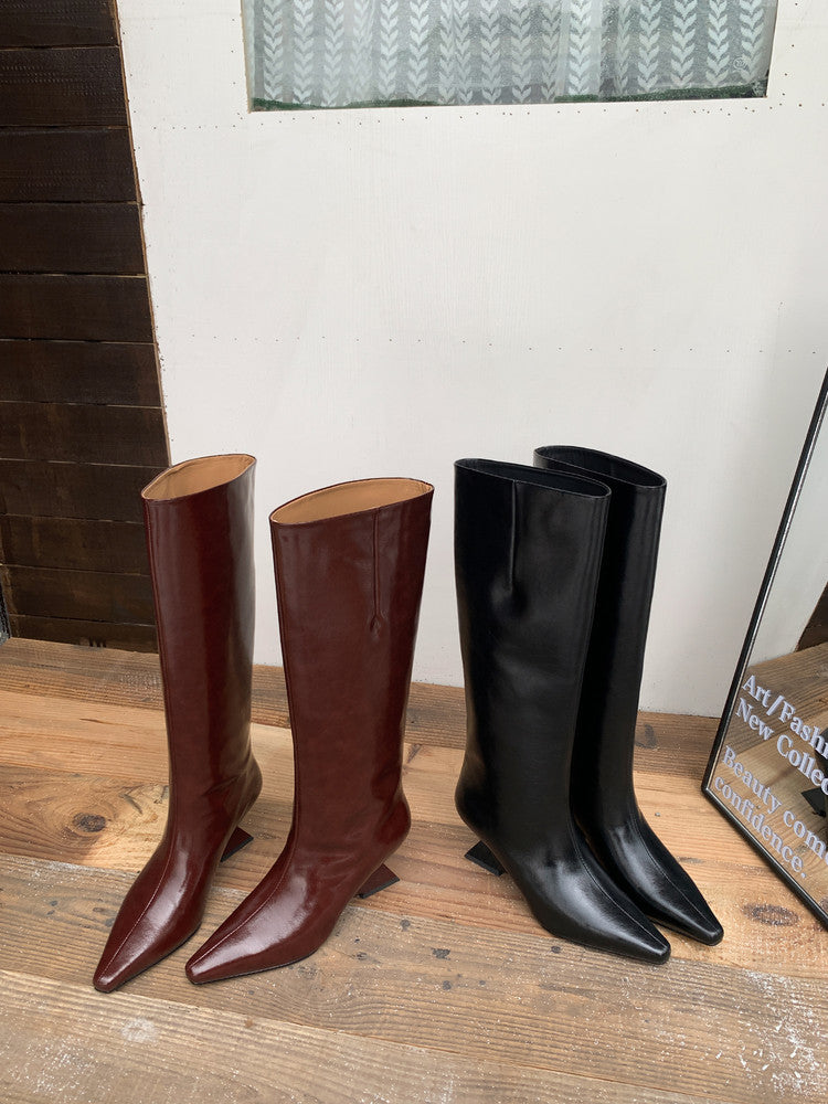 Karin Luna European and American Style Unisex Square-Toed Long Boots