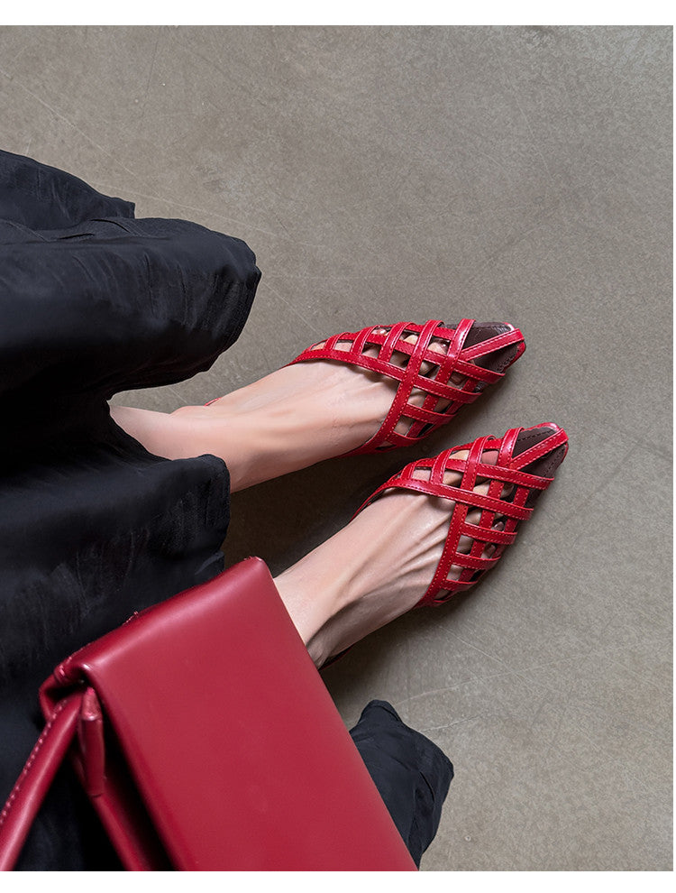 Karin Luna Braided Style ~Cross-woven Pointed Toe Closed-toe Sandals