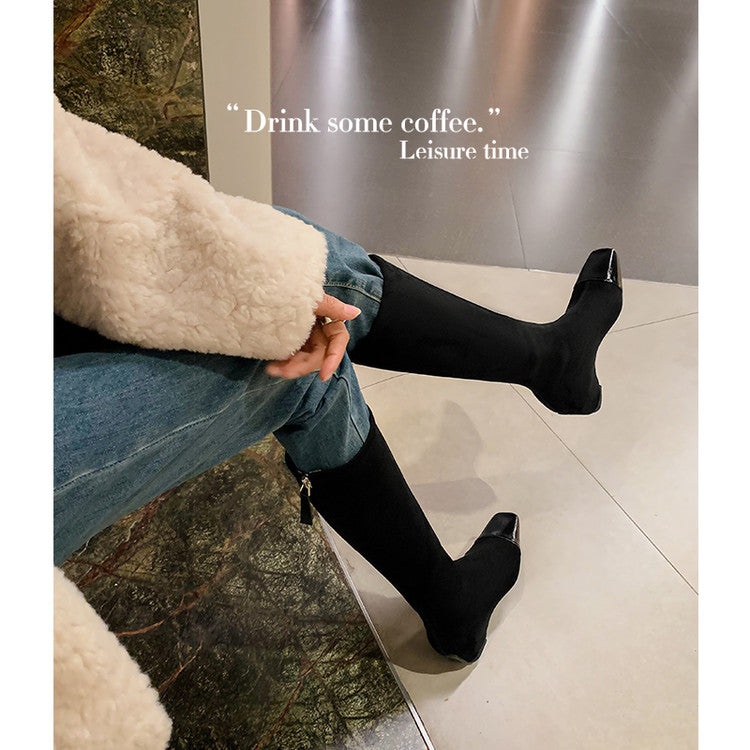 Karin Luna In Stock In Stock Patchwork Long Boots Elegant Versatile