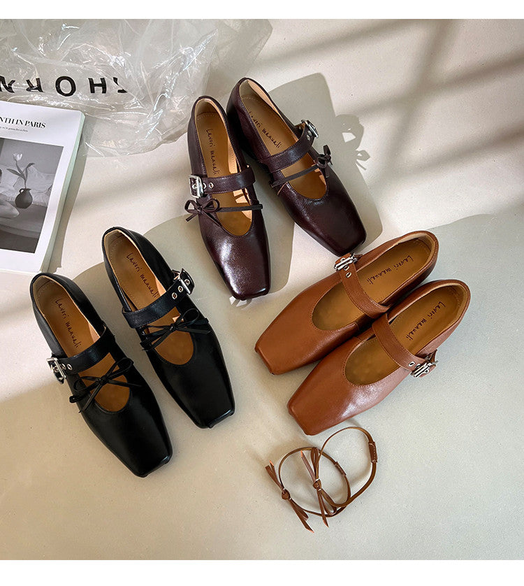 Karin Luna In Stock Spot Goods  Square Toe Internal Height Increase Detachable Bowknot