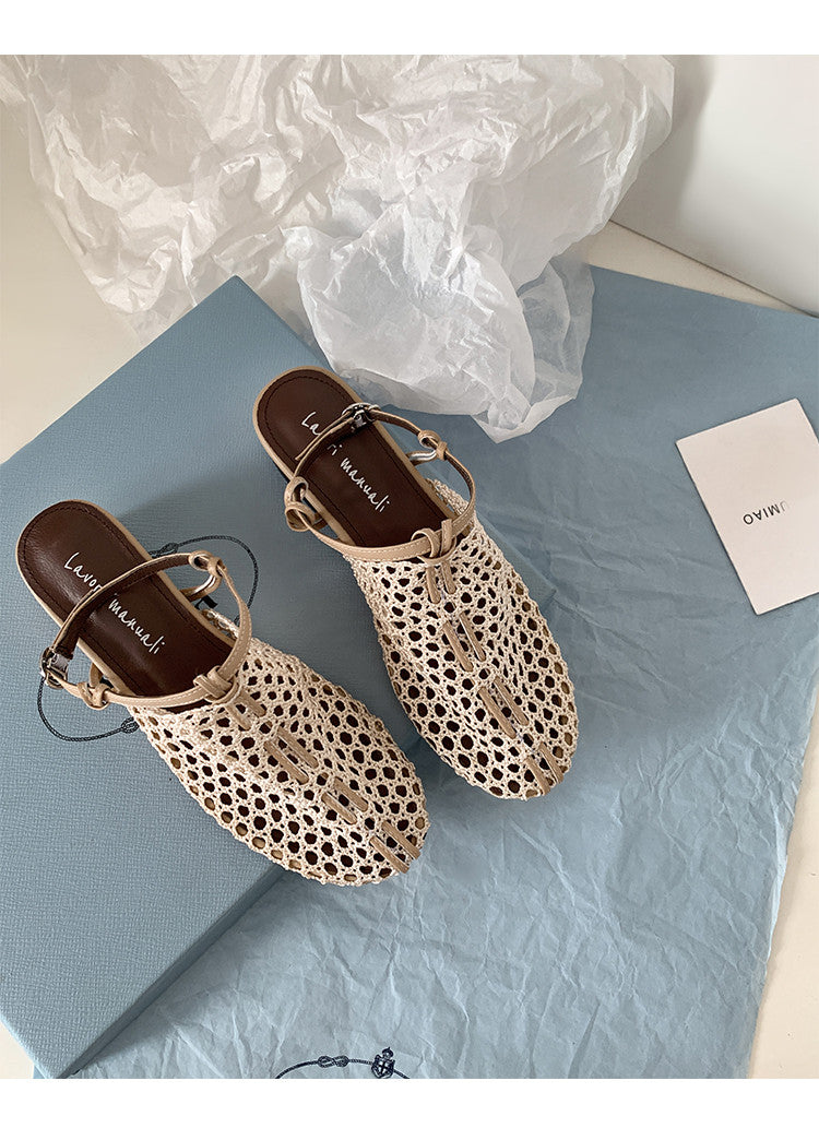 Karin Luna In Stock Spot Goods  Resort Style Series~Casual woven closed-toe flat sandals