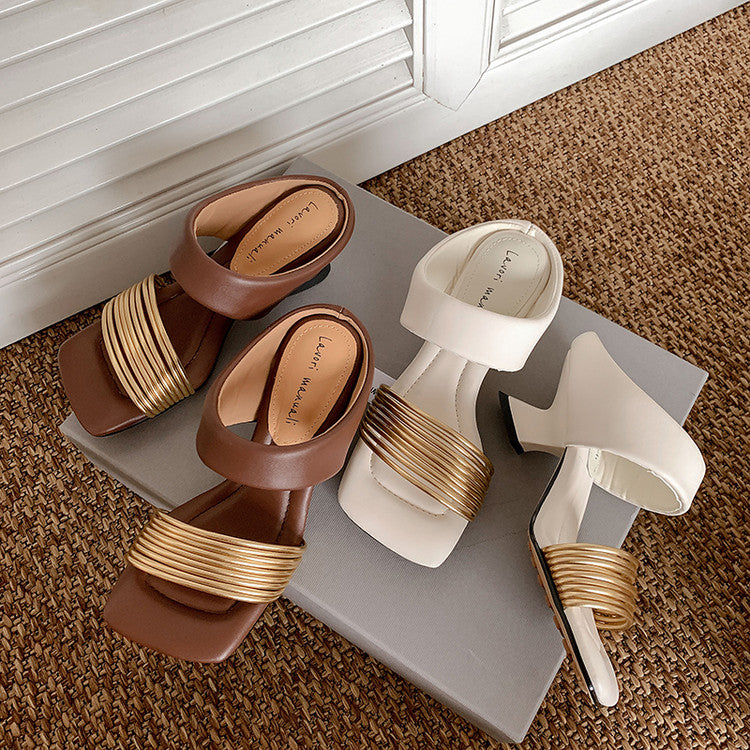 Karin Luna In Stock In Stock Minimalist Style Square-Toed Elegant Slippers
