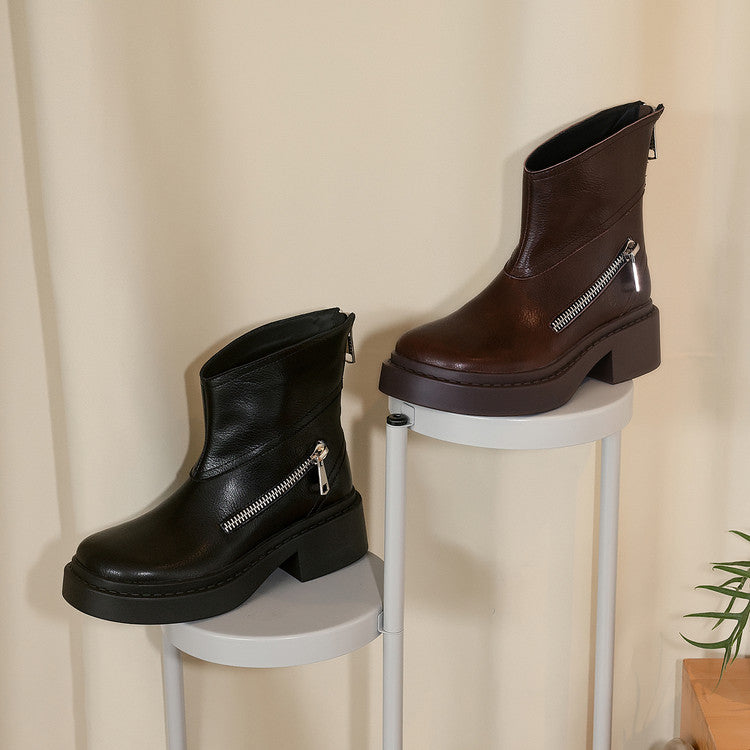 Karin Luna Niche Diagonal Zipper Basic Thick Sole Short Boots