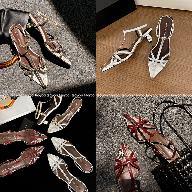 Karin Luna In Stock Spot Goods  French-style Hollow-out Thin Strap Sandals