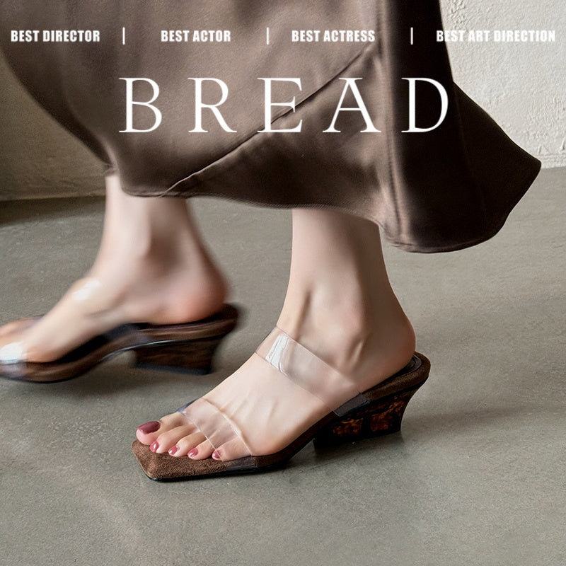 Karin Luna Hot-Selling Amber Element~Spot Goods Spot Goods Transparent tpu   Minimalist Square-Toed One-Strap Slippers