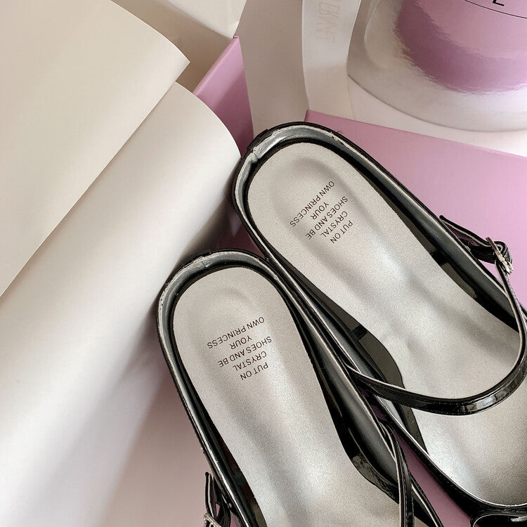 Karin Luna In Stock In Stock  Rhinestone One-Strap Round-Toe Slip-On Height-Increasing Soft Slippers