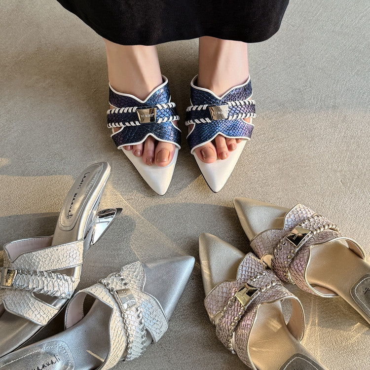 Karin Luna Fish Skin Series~Minimalist Pointed Toe Hot-Selling Unique Heel Slippers