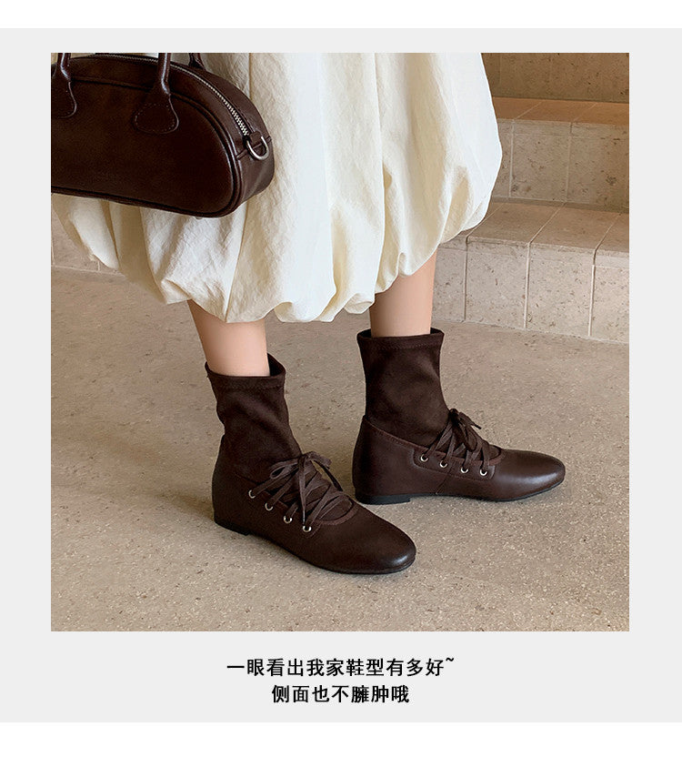 Karin Luna Round Toe Internal Height Increase Lace-up Ankle Boots