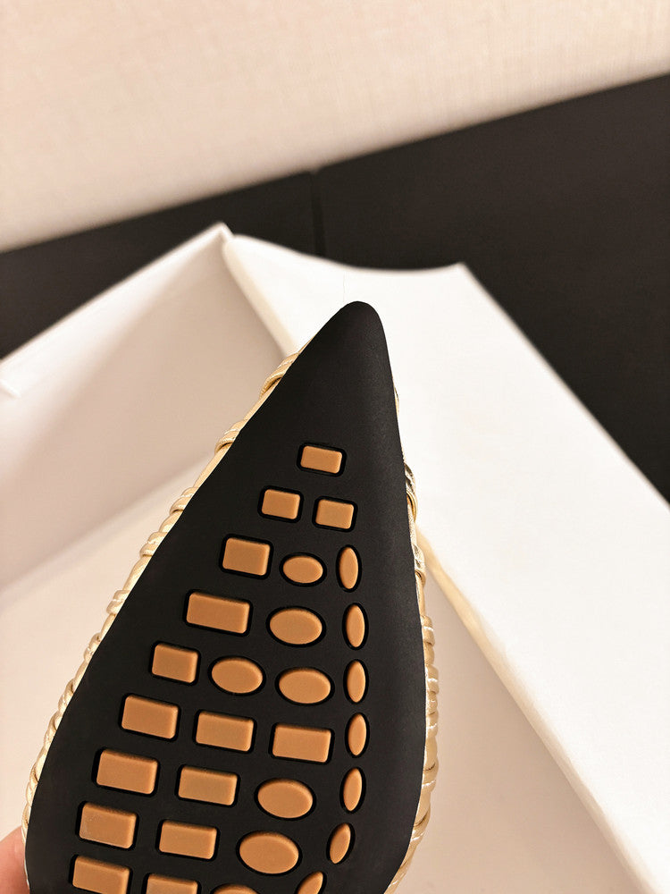 Karin Luna Casual Feel~In stock Pointed Toe Hollow Design Note Pointed Toe Slippers