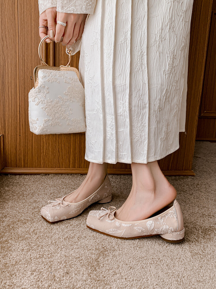 Karin Luna In Stock  In stock  Vintage Chinese Style Embroidered Rose~ Butterfly Knot Granny Shoes