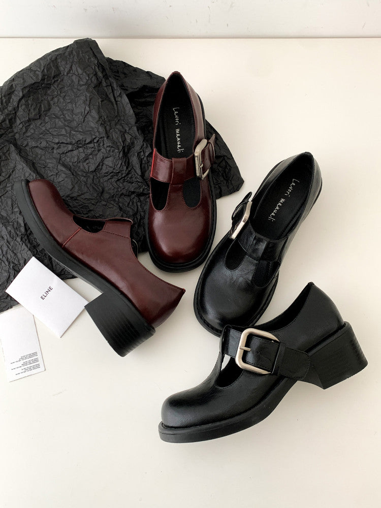 Karin Luna In Stock Spot Goods round Head t Round Toe British Style Single Shoes