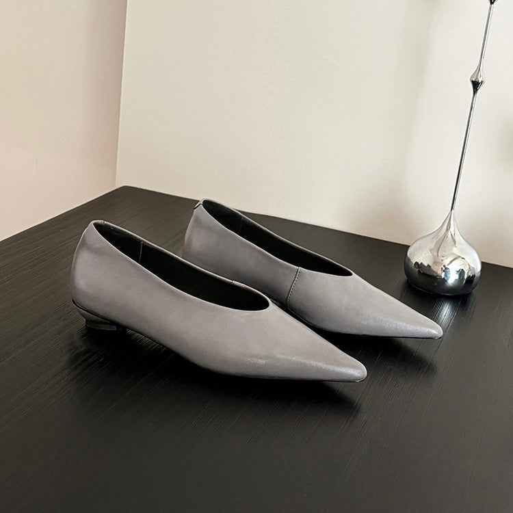 Karin Luna In Stock Spot Goods Classic three-color pointed toe metal heel shoes