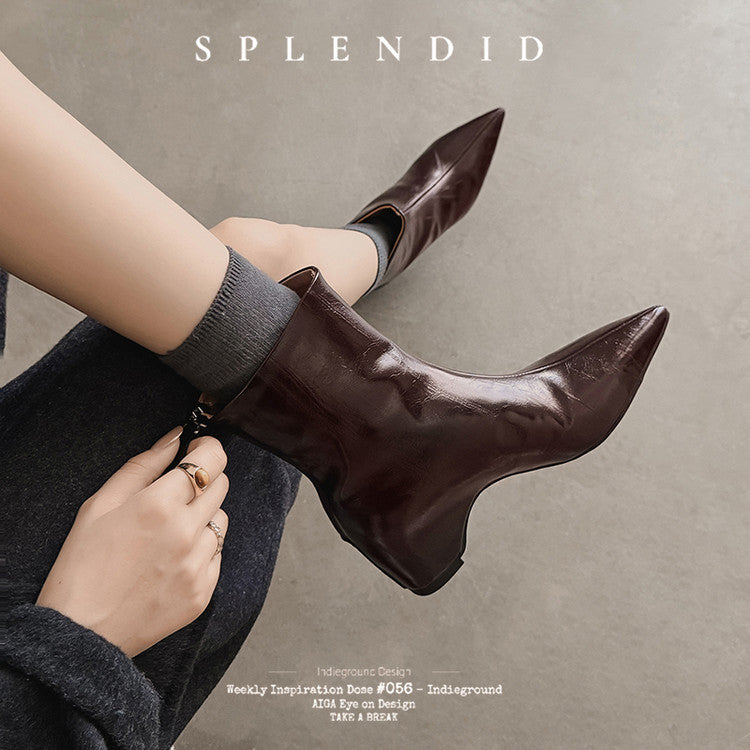 Karin Luna Versatile Elegant Style Pointed Toe Hidden Wedge Short Boots