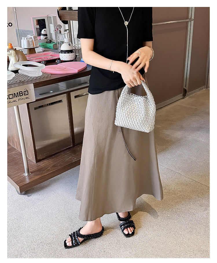 Karin Luna In Stock   Spot Goods  Niche Design Square-Toed Pleated Flat Slippers