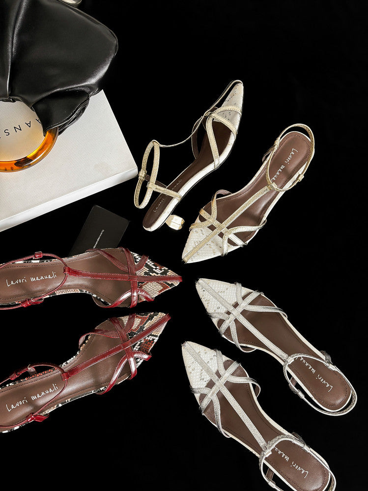 Karin Luna In Stock Spot Goods  French-style Hollow-out Thin Strap Sandals