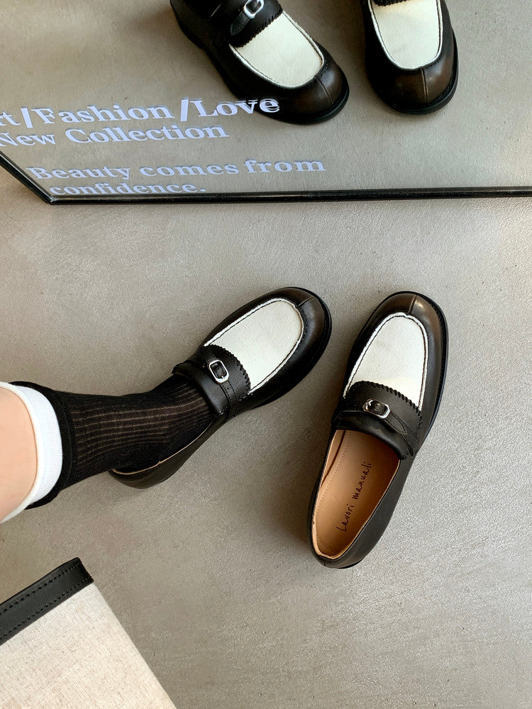 Karin Luna Casual Shoes Series~  In stock Classic color-blocking British style deep-mouth single shoes