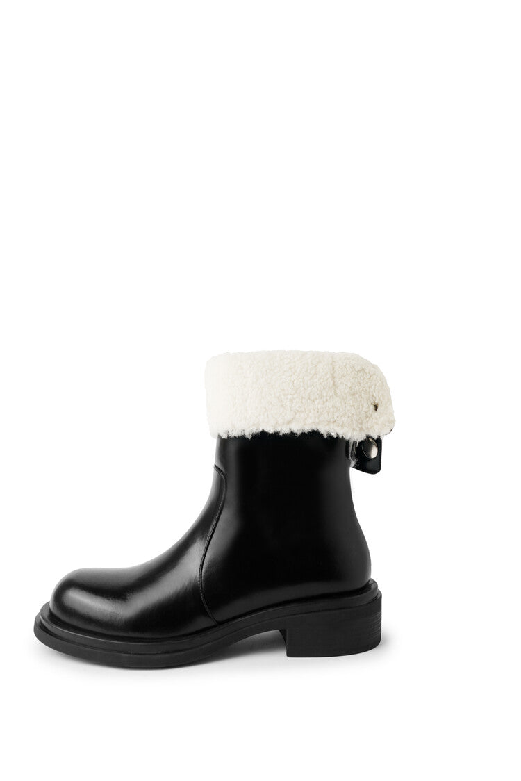 Karin Luna Classic Basic Style   Convertible Foldable Hidden Buckle Snow Fur Shoes Full cowhide Basic Flat Short Boots