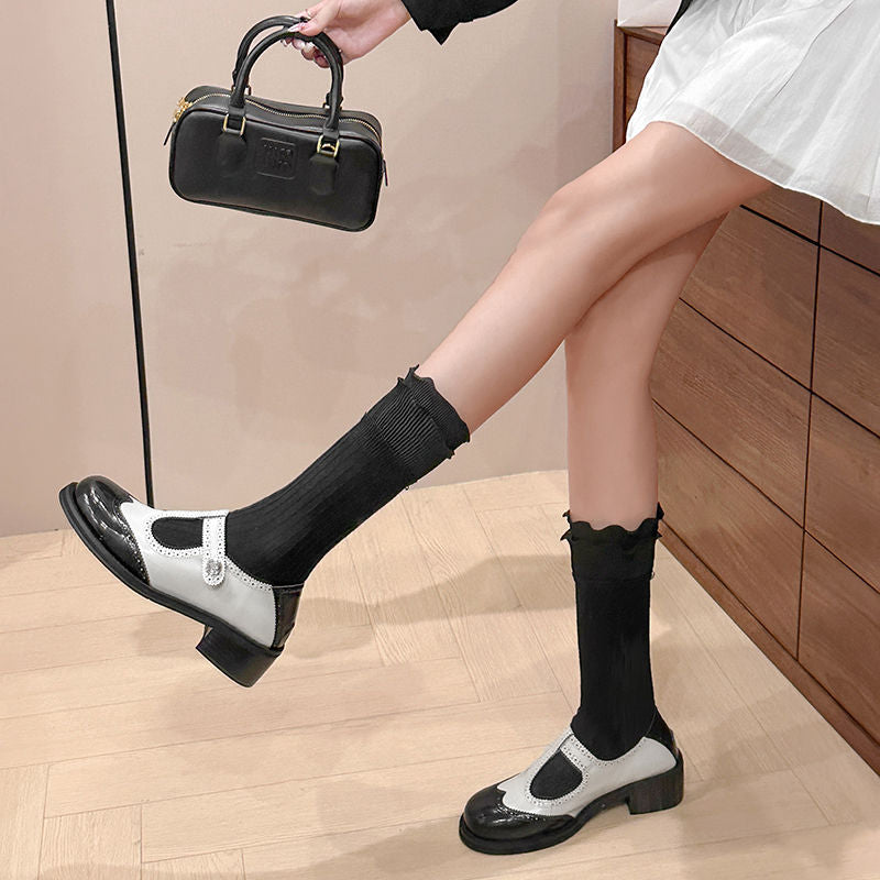 Karin Luna In Stock Spot Goods  Color Matching t Round Toe British Style Single Shoes