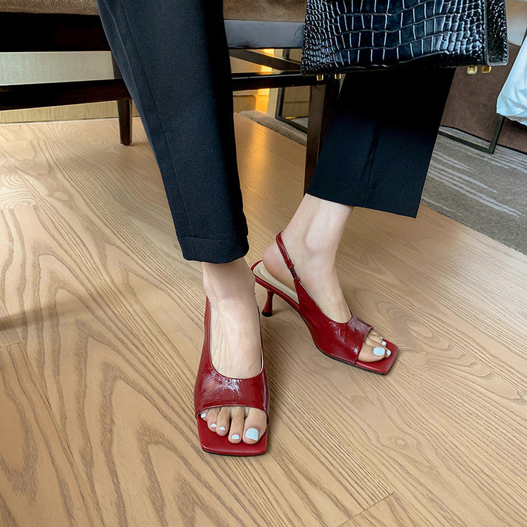 Karin Luna Classic Style Square Toe Open Toe French Retro Sandals