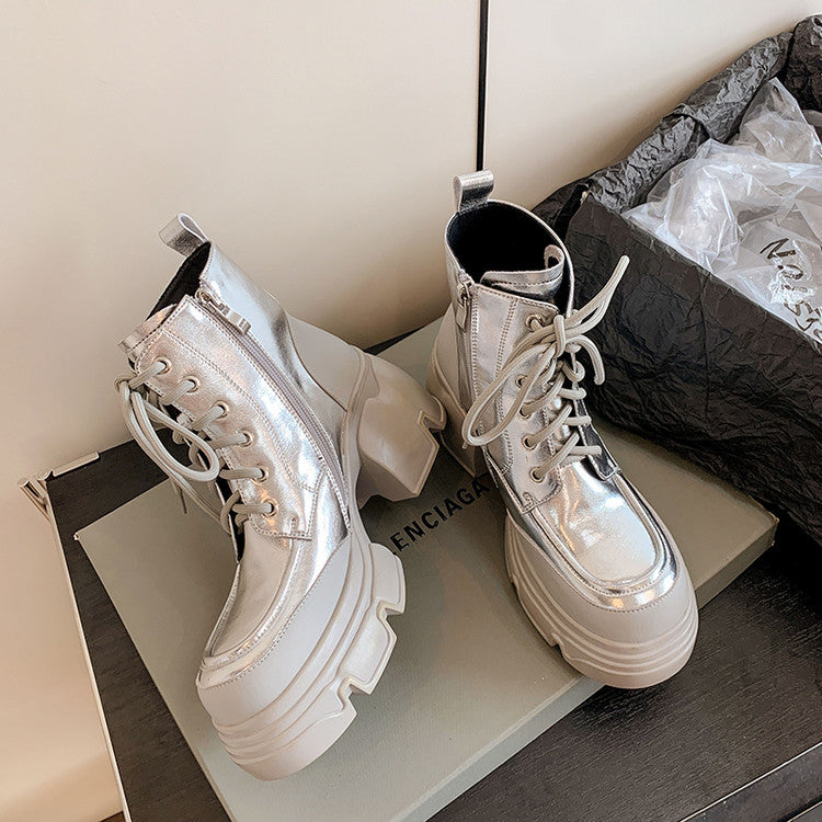 Karin Luna Casual Thick Sole Lace-up Short Boots