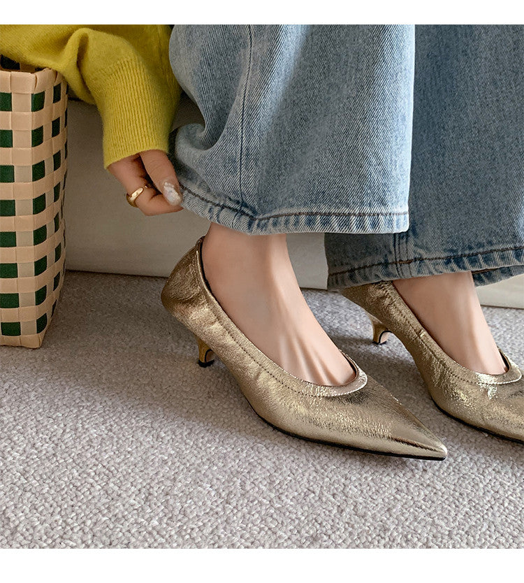 Karin Luna In Stock Spot Goods    Vintage Classic Style Shallow Mouth Single Shoes