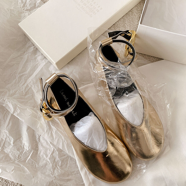 Karin Luna In Stock Large Stock Main Promotion  Two-Way Wear Height-Increasing Retro Gold Buckle Mary Jane Shoes