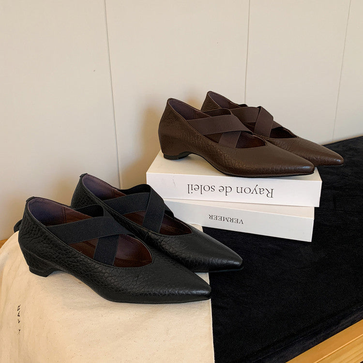 Karin Luna In Stock  Spot Goods  a Large Number of Spot Goods Pointed Toe Cross Strap Hidden Wedge Shoes