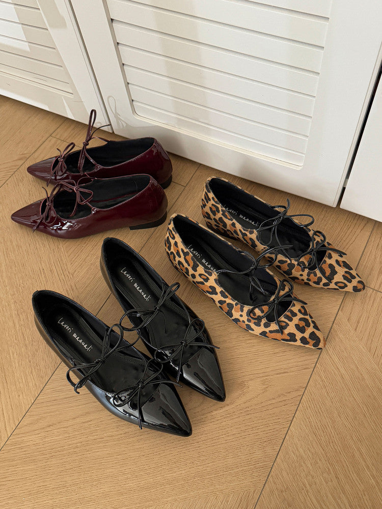 Karin Luna In Stock Spot Goods  Hot-selling Element Bowknot Square Toe Pointed Toe Single Shoes