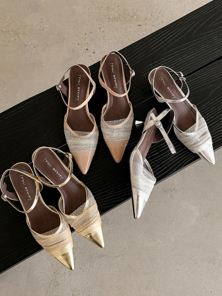 Karin Luna In Stock Spot Goods  Elegant Mesh Pointed Toe Sandals
