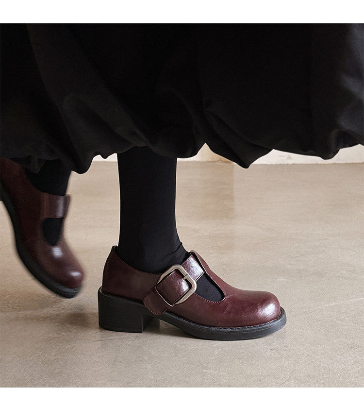 Karin Luna In Stock Spot Goods round Head t Round Toe British Style Single Shoes