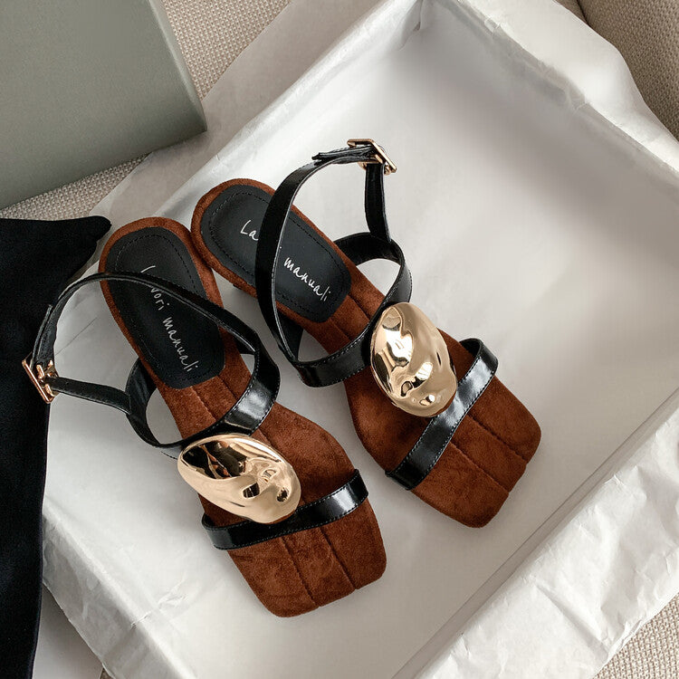 Karin Luna Hot-Selling Fasteners  Irregular Heel Open-Toe Sandals
