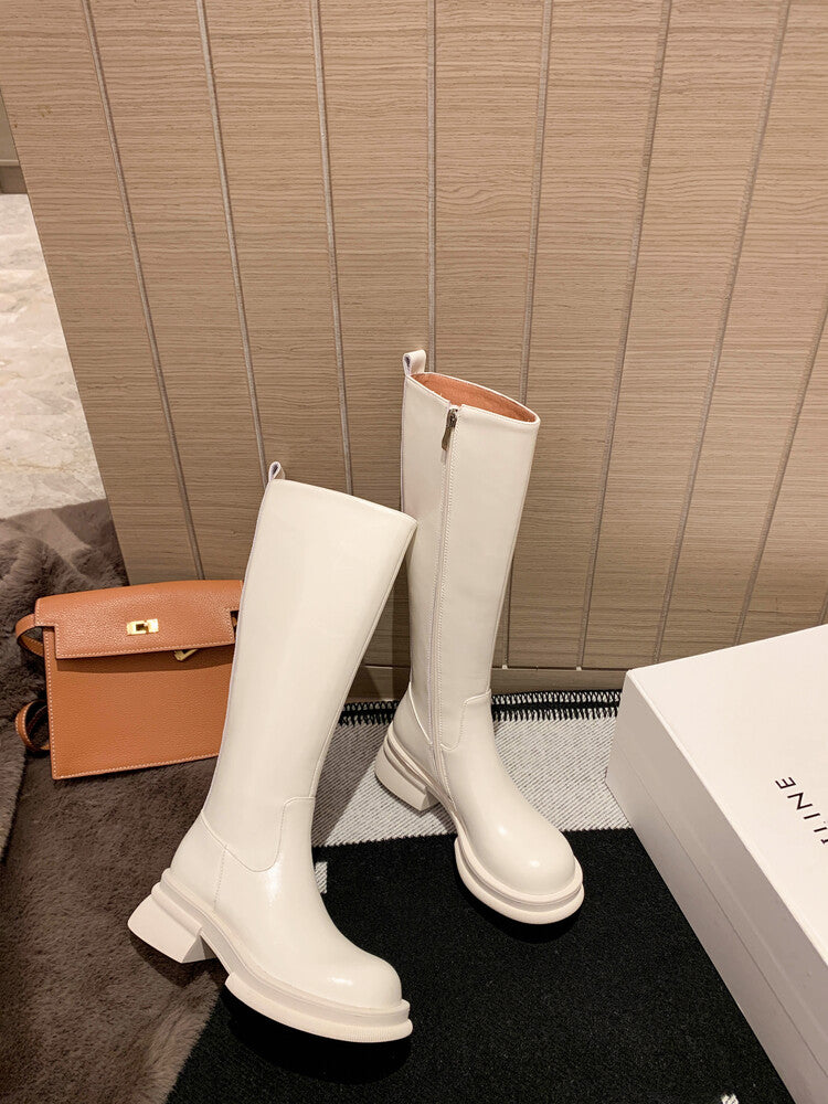 Karin Luna In Stock Spot Goods  Always in stock  Classic Basic Style Round Toe Thick Sole Knight Boots