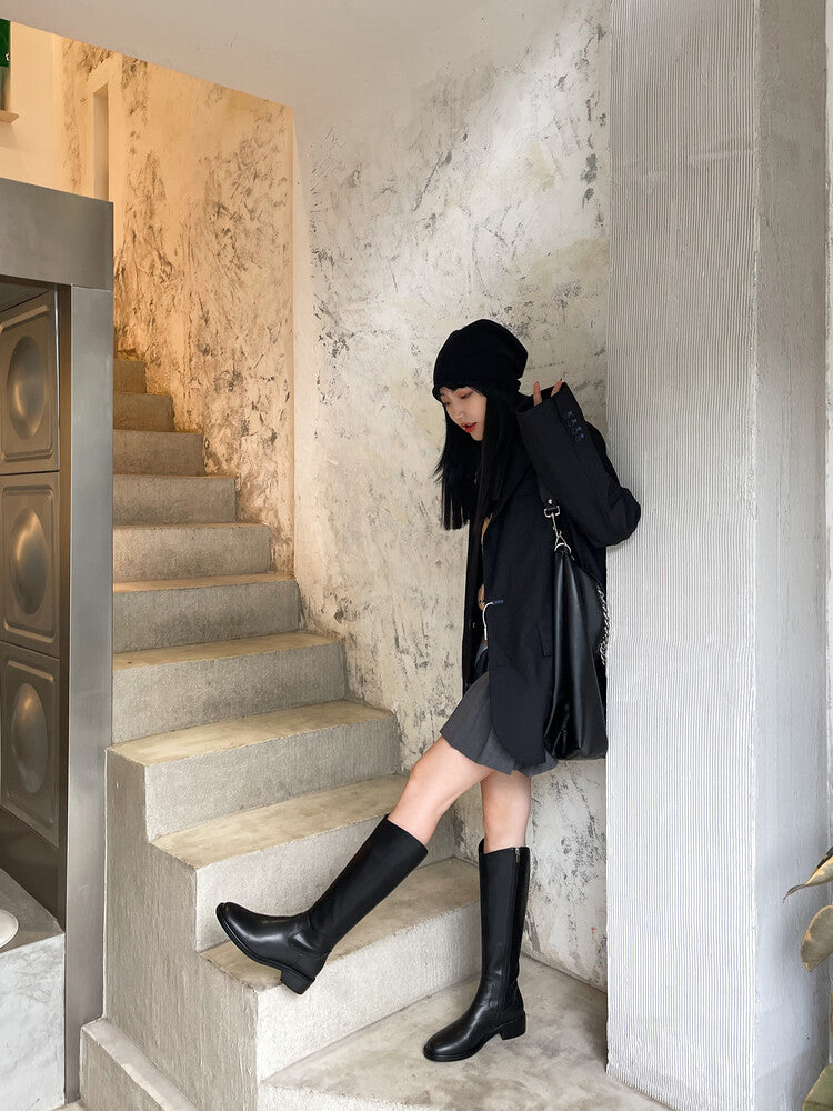 Karin Luna In Stock  Cowhide Niche Versatile Style Knight Boots