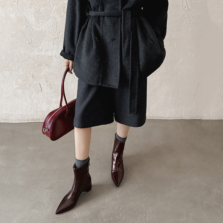 Karin Luna Versatile Elegant Style Pointed Toe Hidden Wedge Short Boots